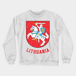 Lithuania - Vintage Distressed Style Crest Design Crewneck Sweatshirt
